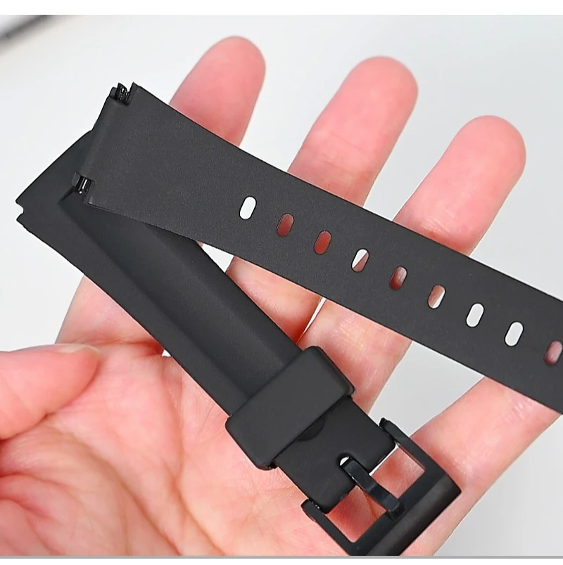 Men's 18mm Black Waterproof Rubber Watch Strap - Sporty Resin Replacement Band