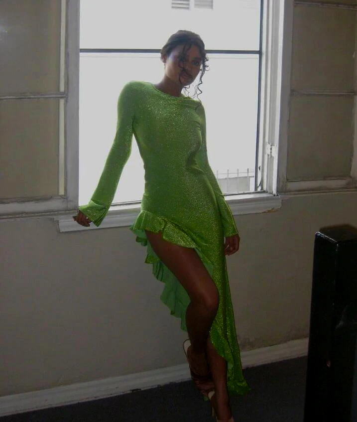 Elegant Long Sleeved Irregular Dress Women High Elasticity Tight Sexy Backless Evening Dress Slim Party Club Vestido