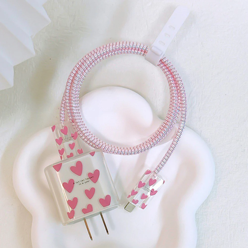 Cute Cable Protector Charger Type C For iPhone 16 15 14 13 12 Pro Max 18W 20W Type C Data Cable Management Cord Winder Kit cable protector,cable wire protector,charger protector,charger protective case,phone adapter protector,cable organizer,cable management bracket
