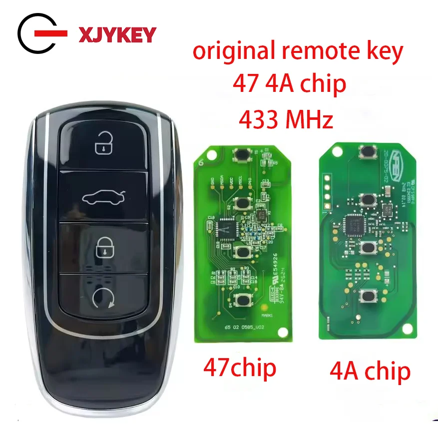 XJY ID47/4A ชิป 433MHz สมาร์ทการ์ด Original Car REMOTE Key พร้อมใบมีดสําหรับ Chery Tiggo 6 7 8 PLUS 8 Pro Omoda 5