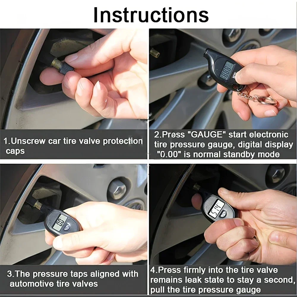 Mini Digital Tire Pressure Gauge with LCD Display - Keychain Design for Easy Car & Motorcycle Maintenance