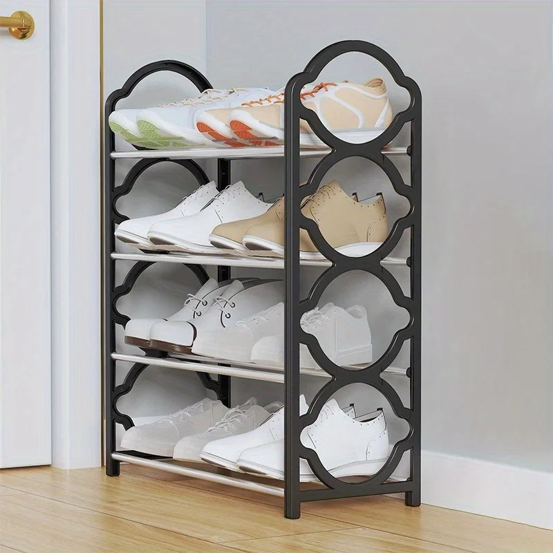 4-Tier Spacious Storage Rack-Sturdy Floor Standing Shelf with 12-16 Pair Shoe Organizer, Side Pockets, and Durable Steel Frame