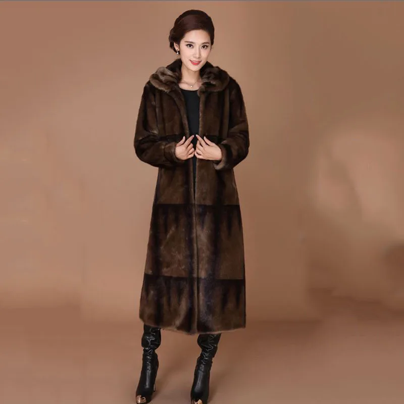 Out-of-season Fashion Mink Coat Female Temperament Long Middle-aged Rich Mother Outfit Haining Fur Loose Mink Coat Female Tide