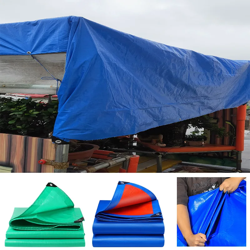 PE Tarpaulin Waterproof Camping Shelters 4x3M Thicken Rainproof Sunshade Outdoor Canvas Garden Sunshelter Outdoor Car Tarp