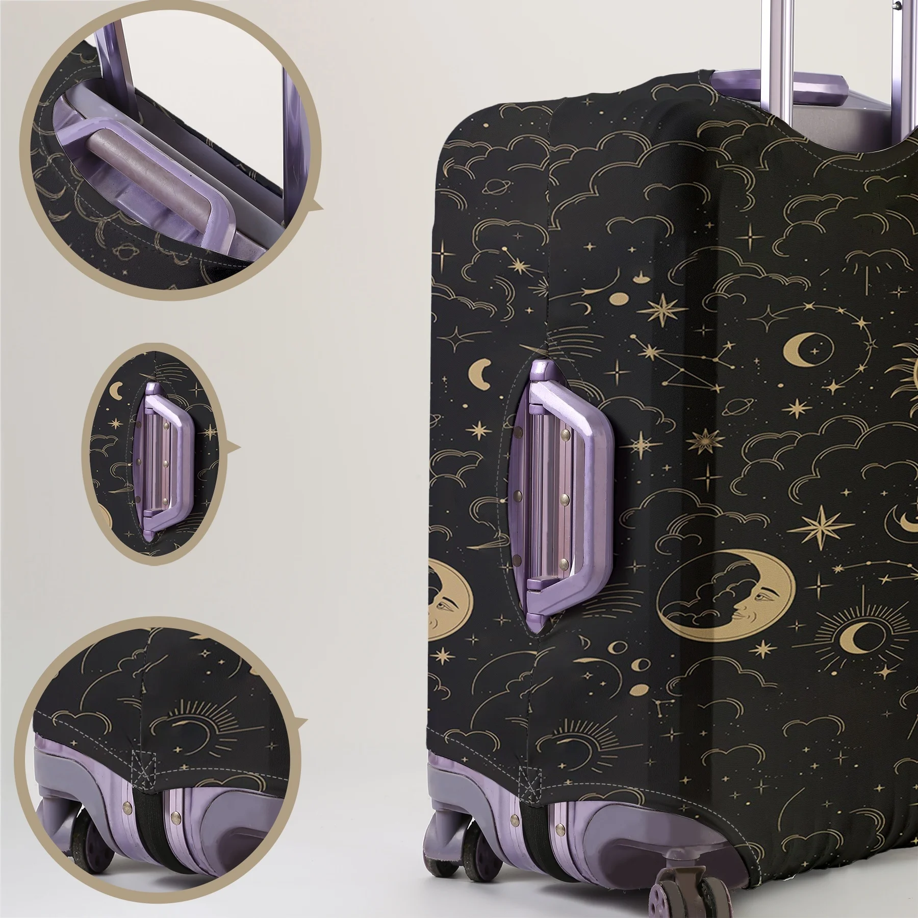 별과 달 패턴 수하물 보호 커버, 18-32인치 수하물 커버, 수하물 손잡이 장갑, 여행용 액세서리에 적합