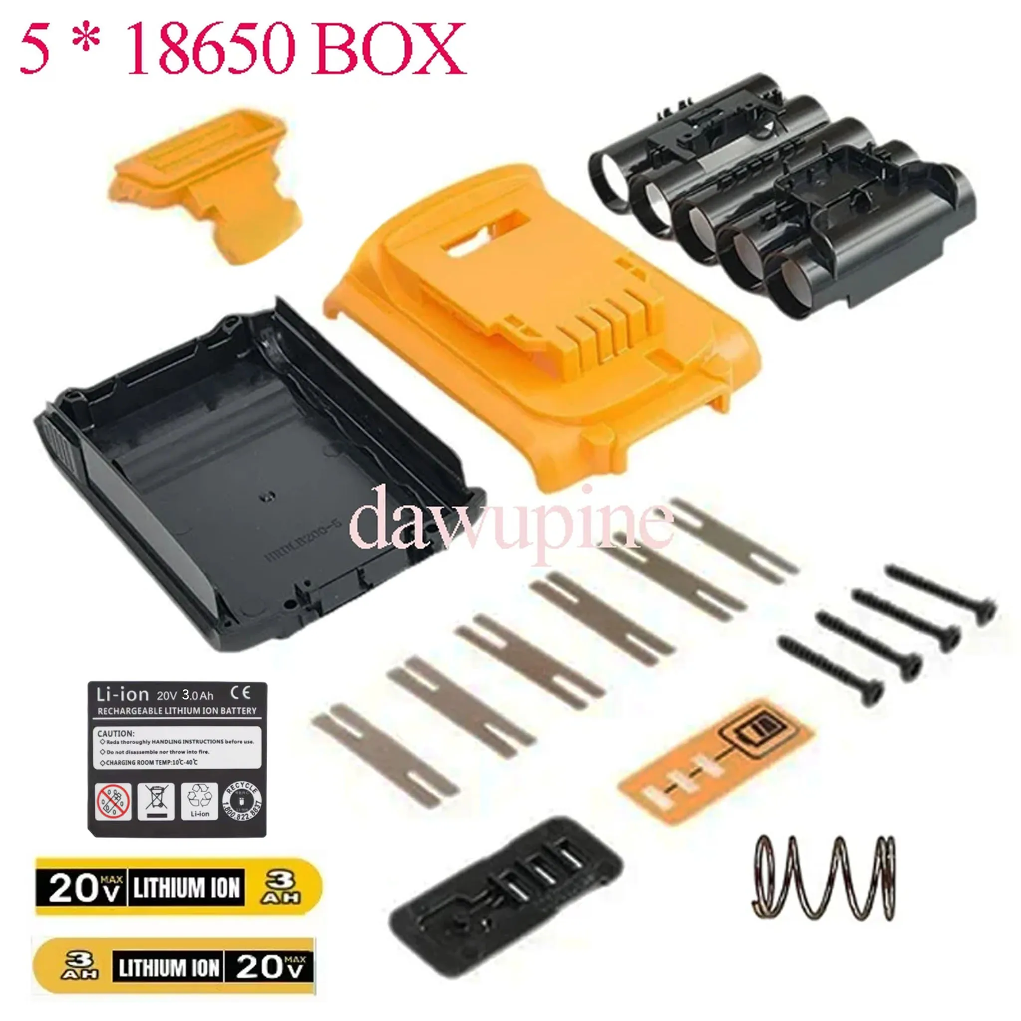 DeWalt 20V 리튬 이온 배터리 케이스 하우징 쉘 XR DCB183 DCB182 DCB200 DCB203 18V 리튬 배터리 5X18650 박스 DCB112