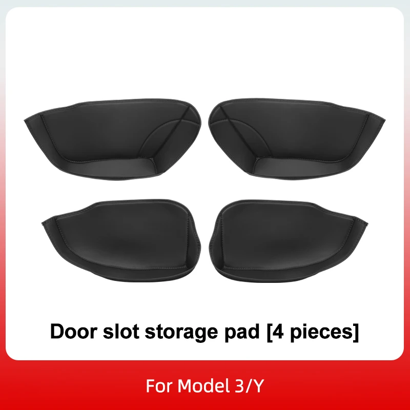 

4pcs/set Car Door Cup PU Mat For Tesla Model 3 Y 2020-2024 Gate Slot Pad Storage Box Mat Door Side Organizer Auto Accessories