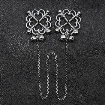 1 Pair Metal Bondage Nipple Clamps Chain  Clips Labia  Slave BDSM Women Toys Adult Sex Games Breast Clover 4