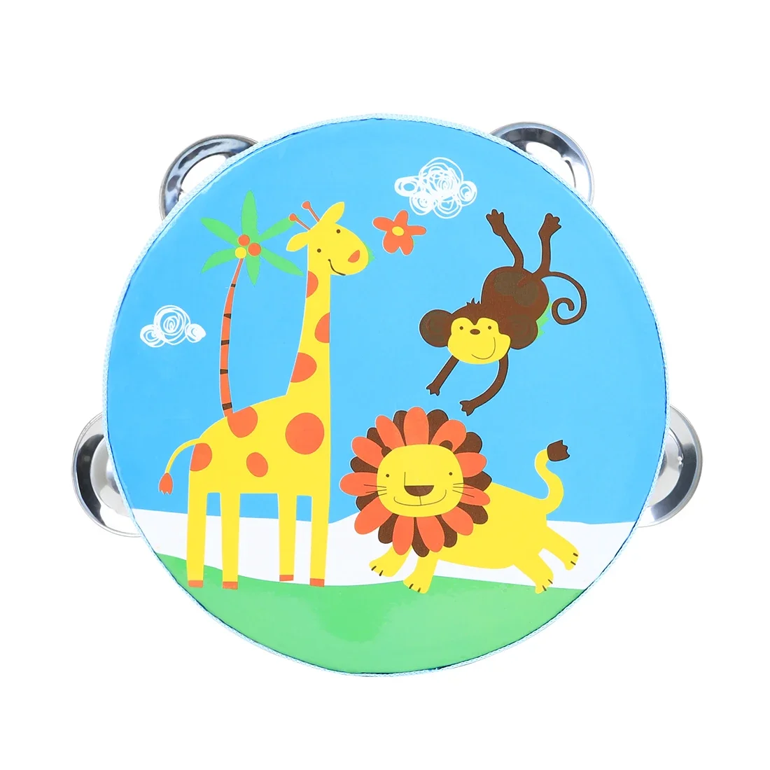 Tambourine Cartoon Handdrum 6 Inch Solid Wood Musical Drum Orff Percussion Instrument Children's Bell Drum Music Toy Gift