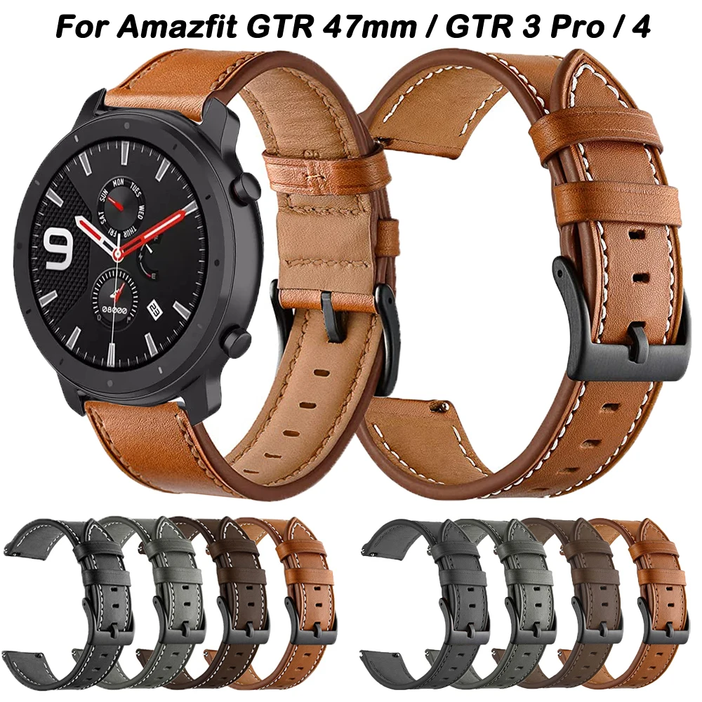 

Watch Band 22mm Leather Strap For Amazfit GTR 47mm Strap For Amazift GTR 3 Pro GTR4 GTR 4 2 Wristband Replacements Bracelet Belt