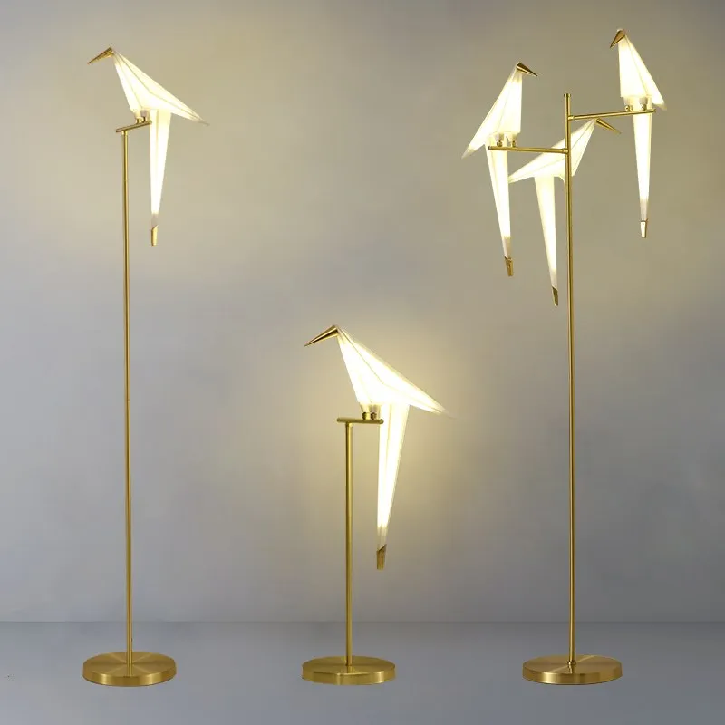 Nordic Bird Floor Lamp Creative Acrylic Thousand Cranes Lamps For Living Room Bedroom Home Decor Gold Standing Lamp - Wall Lamps AliExpress