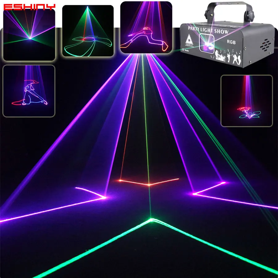

ESHINY Animation RGB Laser Beam Lines Stage Disco Light DJ Party Pattern Projector Scans DMX Dance Bar Christmas Show G20N8