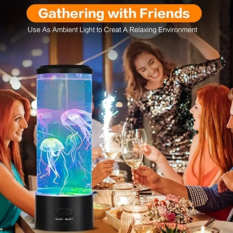 새로운 시뮬레이션 원통형 모양, LED 해파리 램프, 다채로운 분위기 테이블 램프, 야간 조명, 원격 제어 기능이 있는 USB 플러그