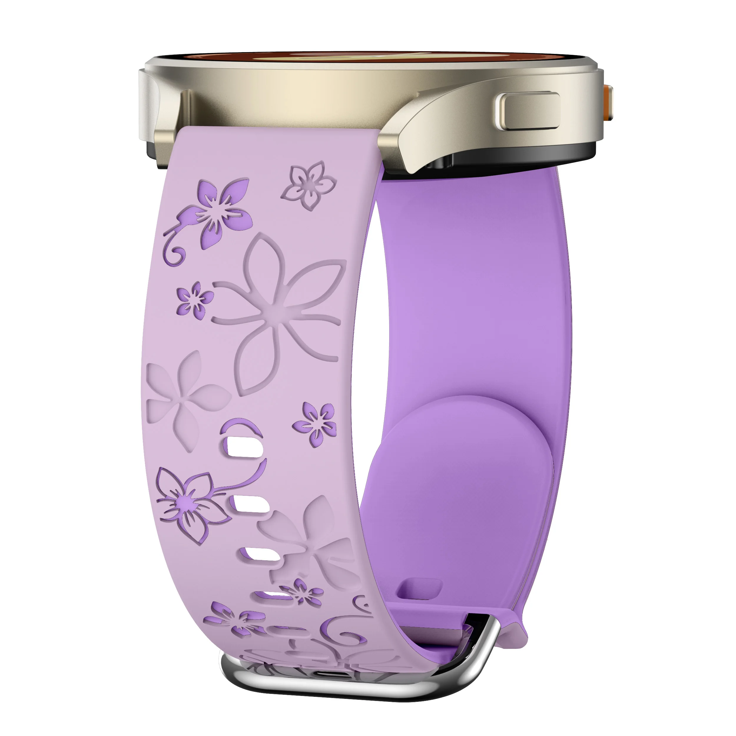 Engraved Flower Silicone Wristband - 22mm