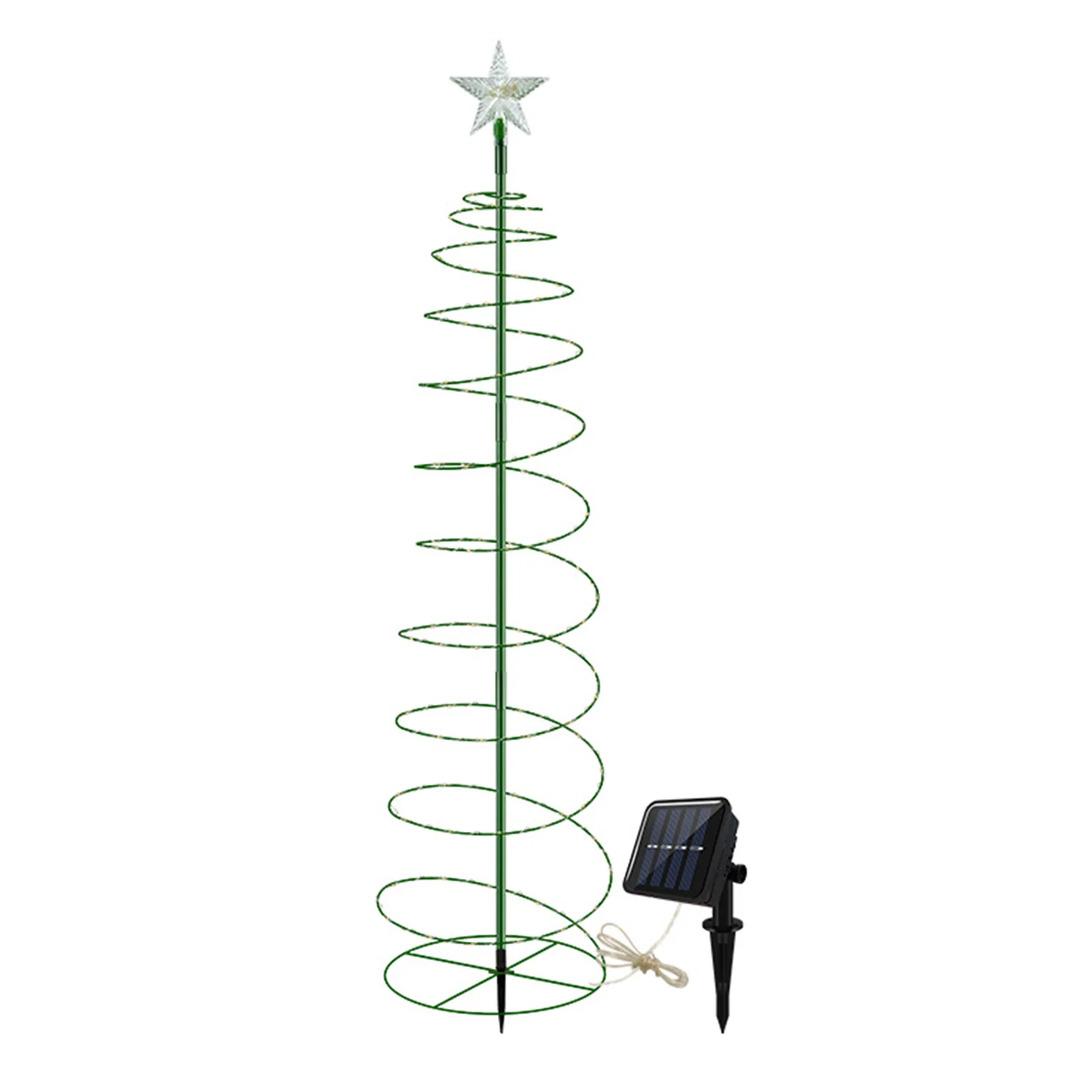 Solar Powered Xmas Tree Grass Stake Lights with Star Xmas Tree LED Lantern Waterproof New Year Garden Decoration