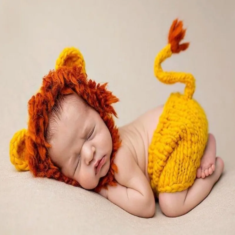 

Newborn Photography Baby Costume Handmade Knitted Photography Clothing for Baby Boys and Girls Animal Cosplay