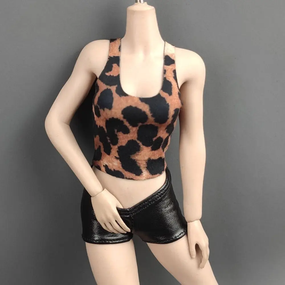1/6 Miniature Doll Soldier Leopard Print Vest Trendy High Elastic Clothing For 30cm Doll Round Neck T-shirt Hiking Casual Tank