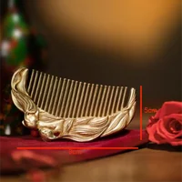 Copper Collection Copper Carving Health Care Pure Copper Comb Anti-static Lotus Comb Lettering Gift Home Bathroom 2
