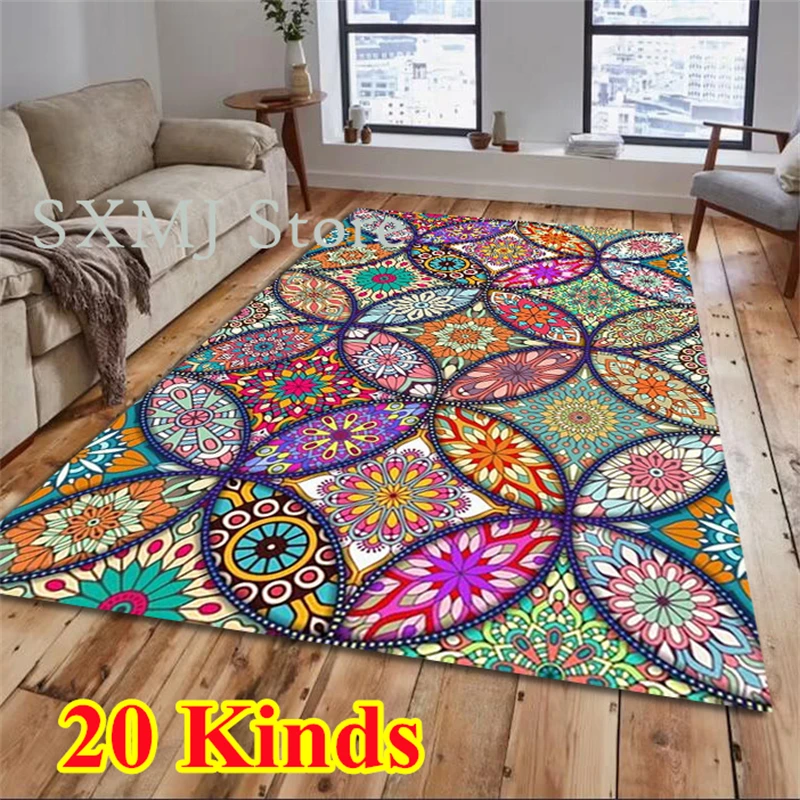 Mandala Carpet Area Rug Colorful Floral Flower Print Hallway Step Mat Doormat Bathmat for Bedroom Living Room Home Decoration