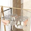 Fold Stainless Steel Windproof Clothespin Laundry Hanger Clothesline Sock Towel Bra Drying Rack Clothes Peg Hook Airer Dryer 4mm 2