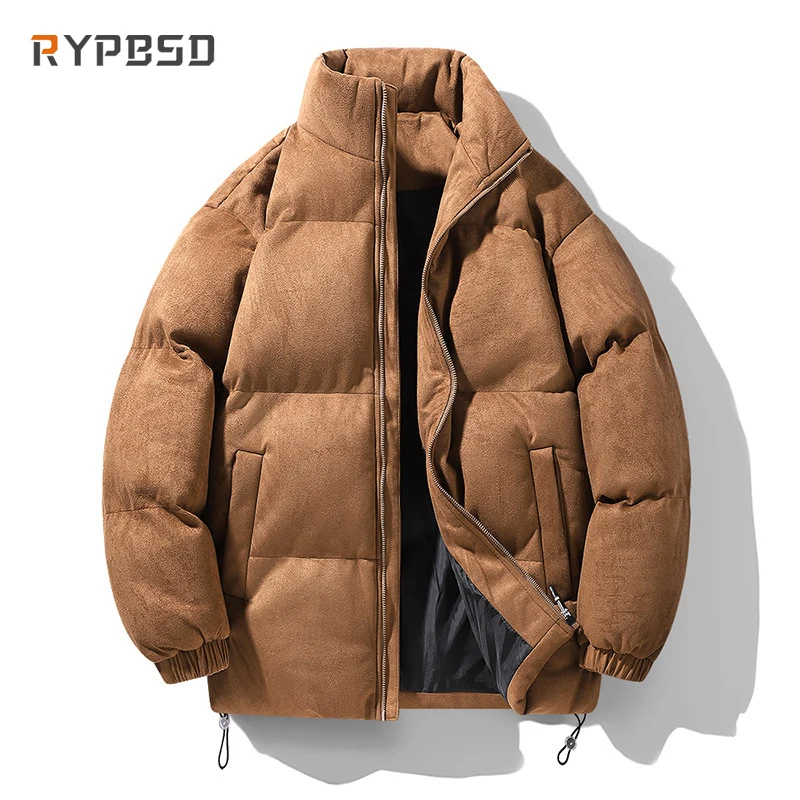 

2024 Winter Parka Jacket for Men Casual Bubble Coat Oversized Unisex Warm Solid Korean Streetwear Faux Suede Puffer Jacket Men
