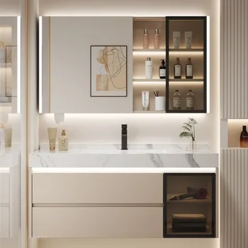 Mobile da bagno integrato in ceramica con pannello Rock, lavabo combinato, lavabo, lavabo, mobili per camera Gabinete 1