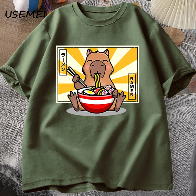Capybara T-Shirt In Cotone Abbigliamento Casual Da Uomo T-Shirt Oversize A Maniche Corte Estate Streetwear Giapponese Anni '90 Magliette Grafiche Anim