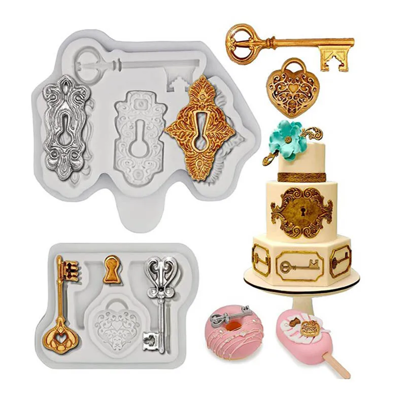 Key Fondant Silicone Mold Pastry Biscuits Chocolate Mold Cookies Candy Ice Cube Clay Mould Baking Cake Decorating Tools F111