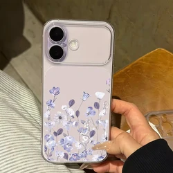 Purple Flower Shockproof Transparent Phone Case with Bumper Protection - iPhone 12 (1)