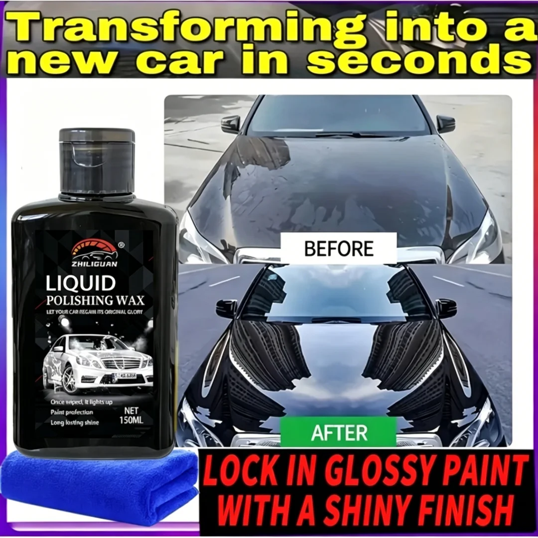 150ml Liquid Polishing Wax with Microfiber Towel, Car Paint Polishing Coating, Long Lasting Shine Paint Protection, Restores Car - 6