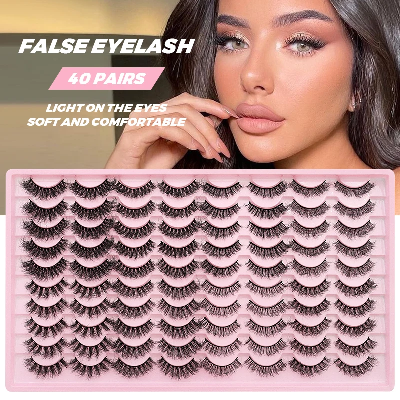 40 Paar Kunstnerz-Wimpern, Flauschige Weiche Dichte Falsche Wimpern, Gemischte Kunstnerz-Wimpern, Volle Streifen-Wimpernverlängerung, Natürliche Wimpern