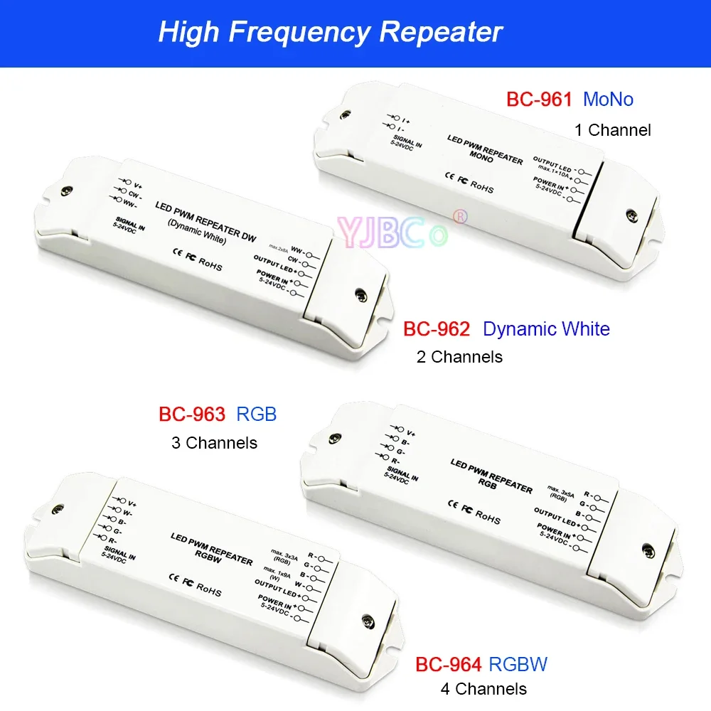 5V-24V 1~4 Channels PWM High Frequency Power Repeater Single color/CW WW/RGB/RGBW LED Controller 3000V optoelectronic isolation