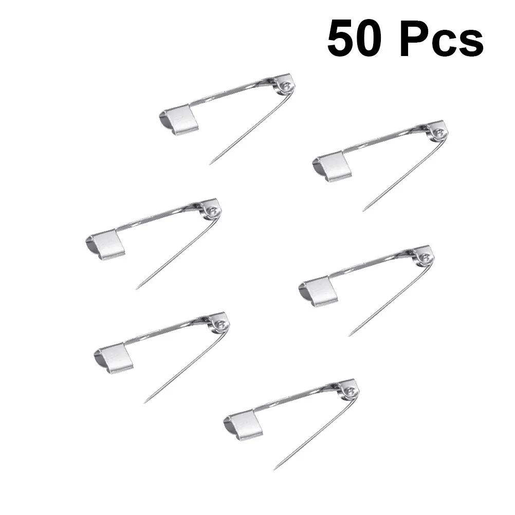 50개 1.5cm 실버 안전핀 합금 브로치 DIY 쥬얼리 공예 제작용 클래스프 바 핀 바느질 수공예 용품 바늘