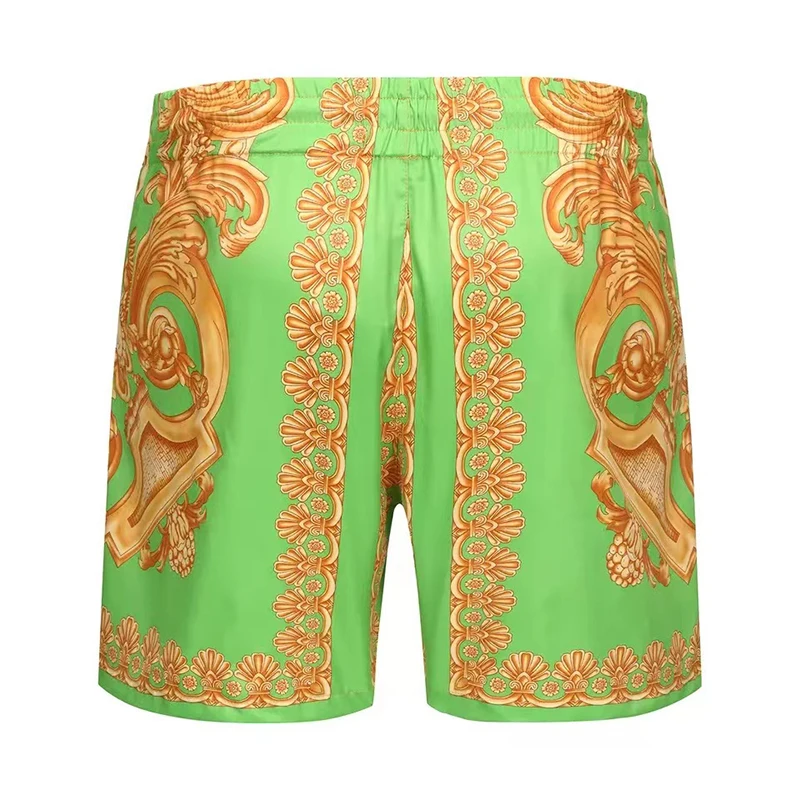 Summer New Style Men Short With Pockets Golden Print Men's Swim Trunks High Quality Quick Dry Beach Swiming 4
