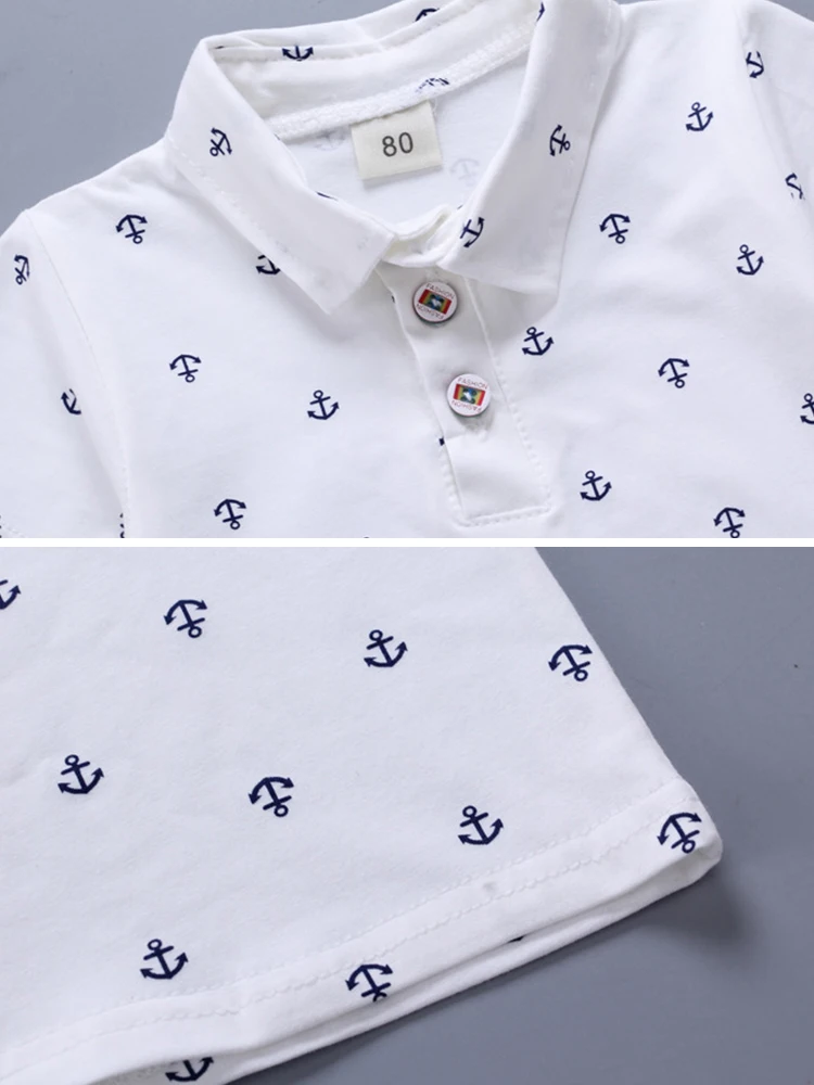 LJMOFA Sommer Kinder Polo T-Shirts Kurzarm Baumwolle Anzug Kleinkind Baby Boy lässig Marine-Stil Outfits Kleidung Sets 2-8y