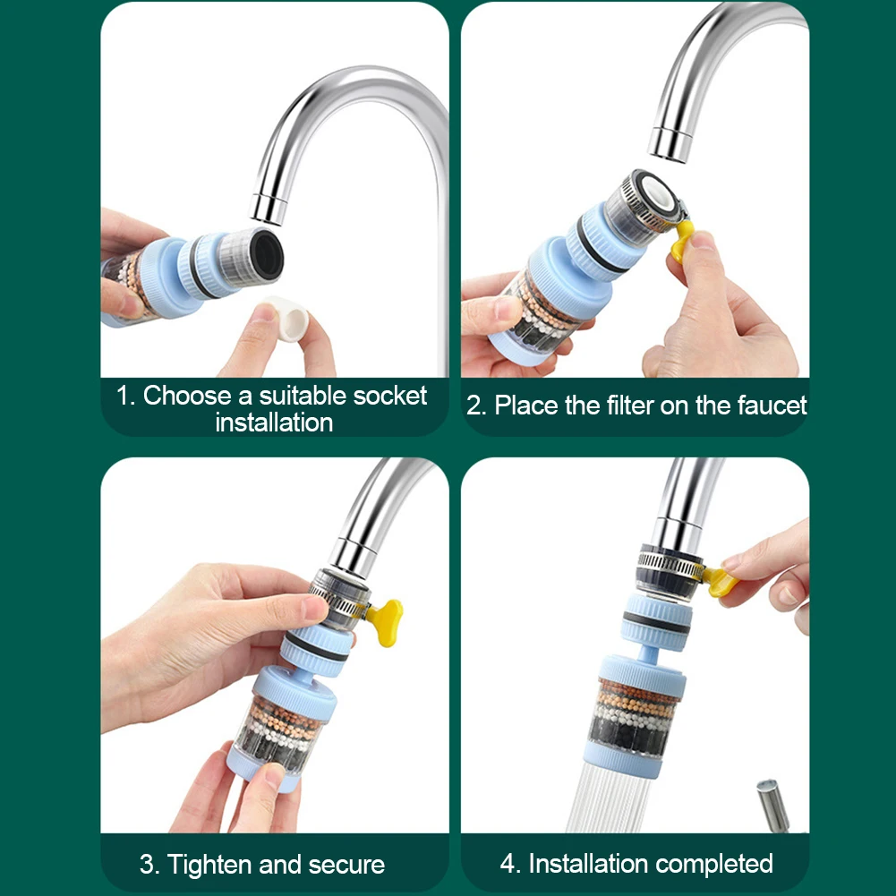 6 Layers Water Faucet Filter Household Kitchen Faucet Aerator Mini Tap 360 Degree Rotation Splash Nozzle Water Clean Purifier