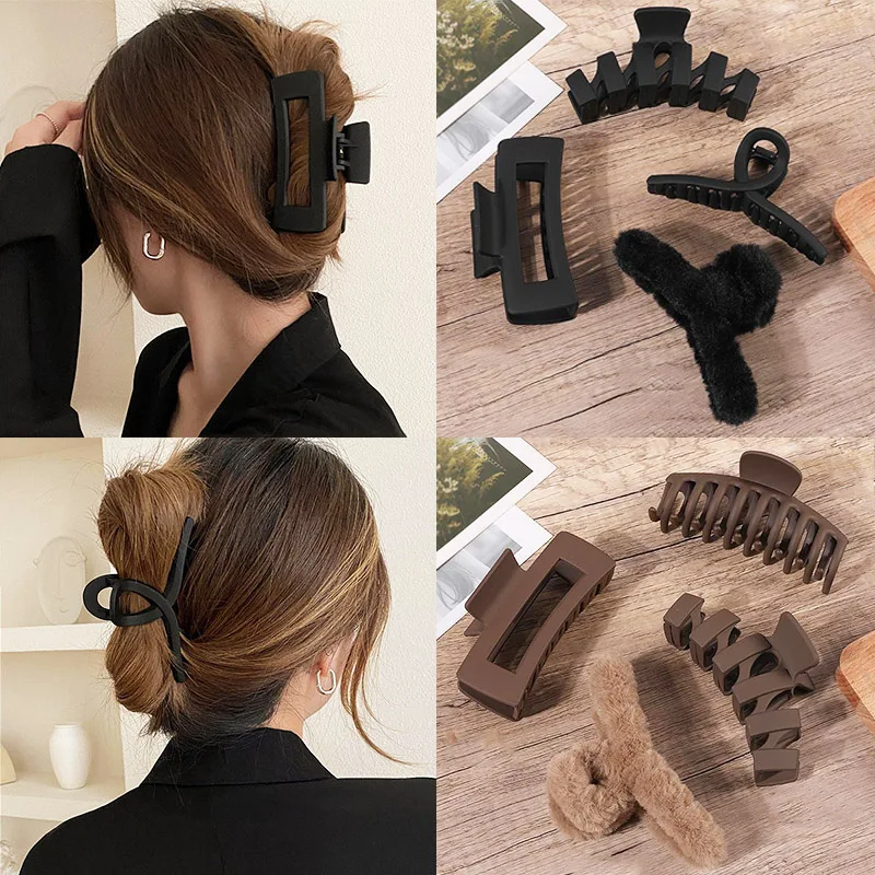 

2/3/4Pcs Headwear Set Women Fashion Claw Clip Coffee Black Acrylic Large Hair Claw Korea For Girl Clip Barrette Hair Accessories