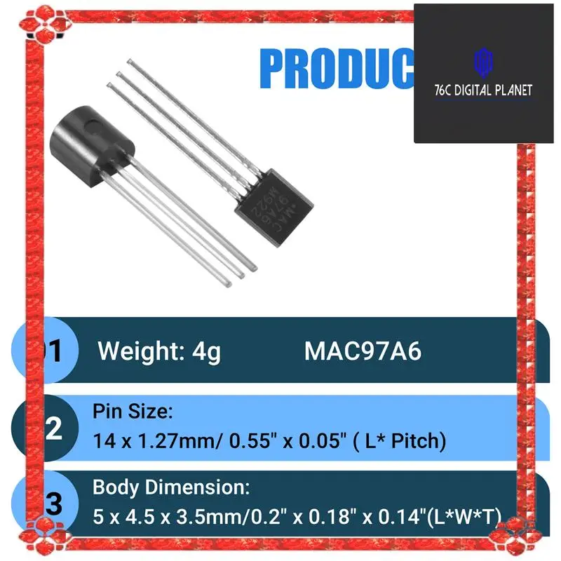 24-Hour Delivery 15 Pcs MAC97A6 97A6 Bi-Directional Triac Thyristor 600V 1A