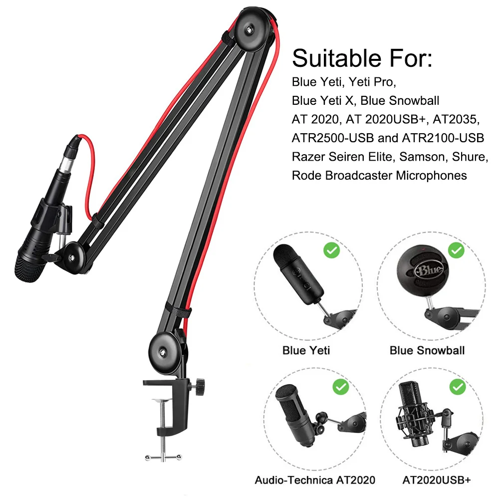 MicrophoneArmStandForBlueYetiDeskMountingProfessionalTableMicrophoneArmAdjustable