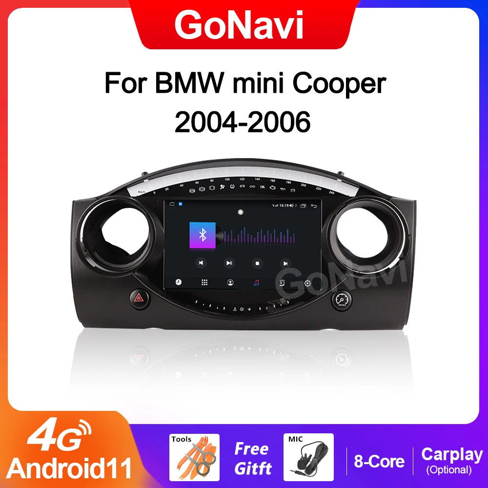 

GoNavi android 11 car radio Central Multimedia intelligent system tonch screen with gps carplay for BMW mini Cooper 2004-2006