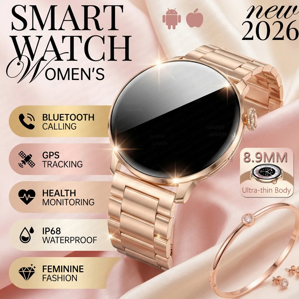2026 New GPS Track Smart Watch Ladies 1.43"AMOLED Screen Heart Rate 100+Sport Mode BT Call Luxury Smartwatches Women Android IOS 1