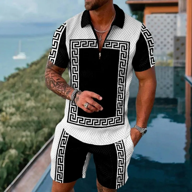 Luxury Golf Summer Faashion Mens Polo Shirts Short Sleeve Sets Black Short Pants Tracksuit Casual Beach Set