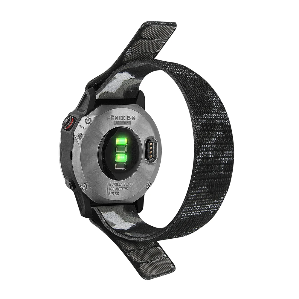 Enhanced Nylon Hook Loop Bracelet Band, 26mm/22mm Strap