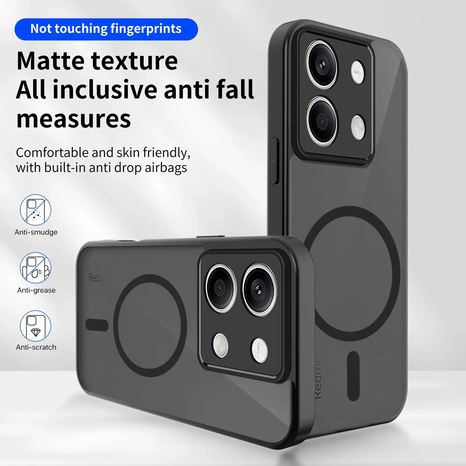 Matte Clear Magnetic Wireless Charging Shockproof Phone Case