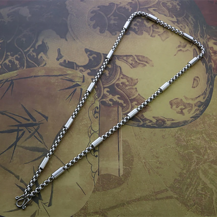 Stainless Steel Necklace Stainless Steel Men And Women Necklace Square Pearl Pendant Buddha Chain Jewelry Gift