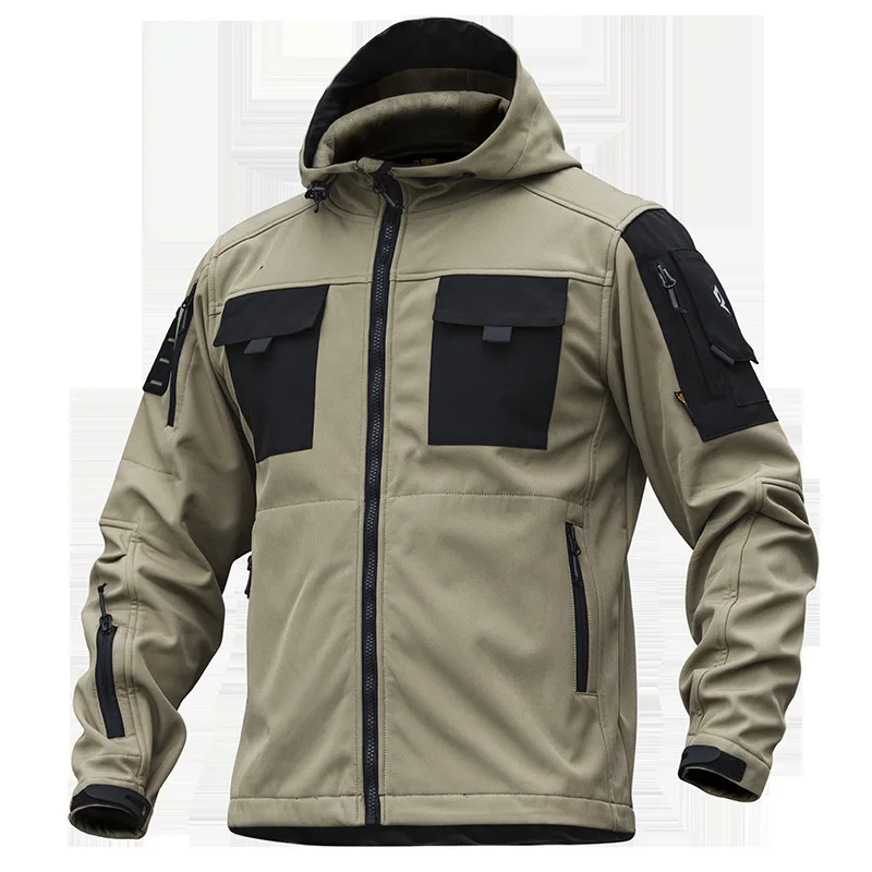 

Winter Tactical Jacket Coat Water proof Warm Fleece Hooded zipper coat Mountaineering clothes Contrast color military soft TOPS