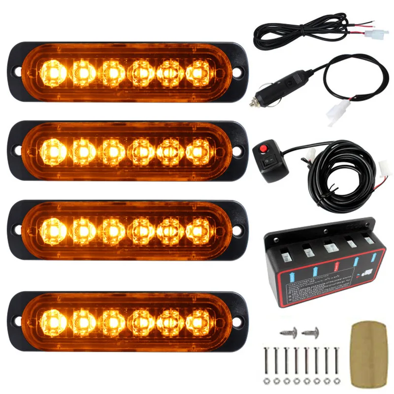 

24LED 12V Wireless Remote Control Car Strobe Flashing LED Lights Lamp Emergency Strobe Lights Car Light Strobe Car Warning Light