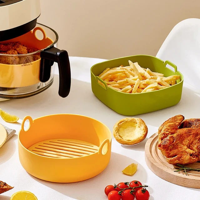Round Air Fryer Liners Square Air Fryer Silicone Pot Bowl Food