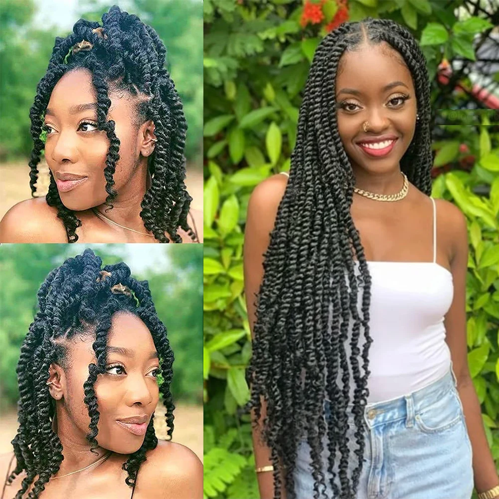 

10 18 24 Inch Long Bob Passion Twist Crochet Hair Ombre Pre Twisted Crochet Braids Pre Looped Bohemian Synthetic Braiding Hair