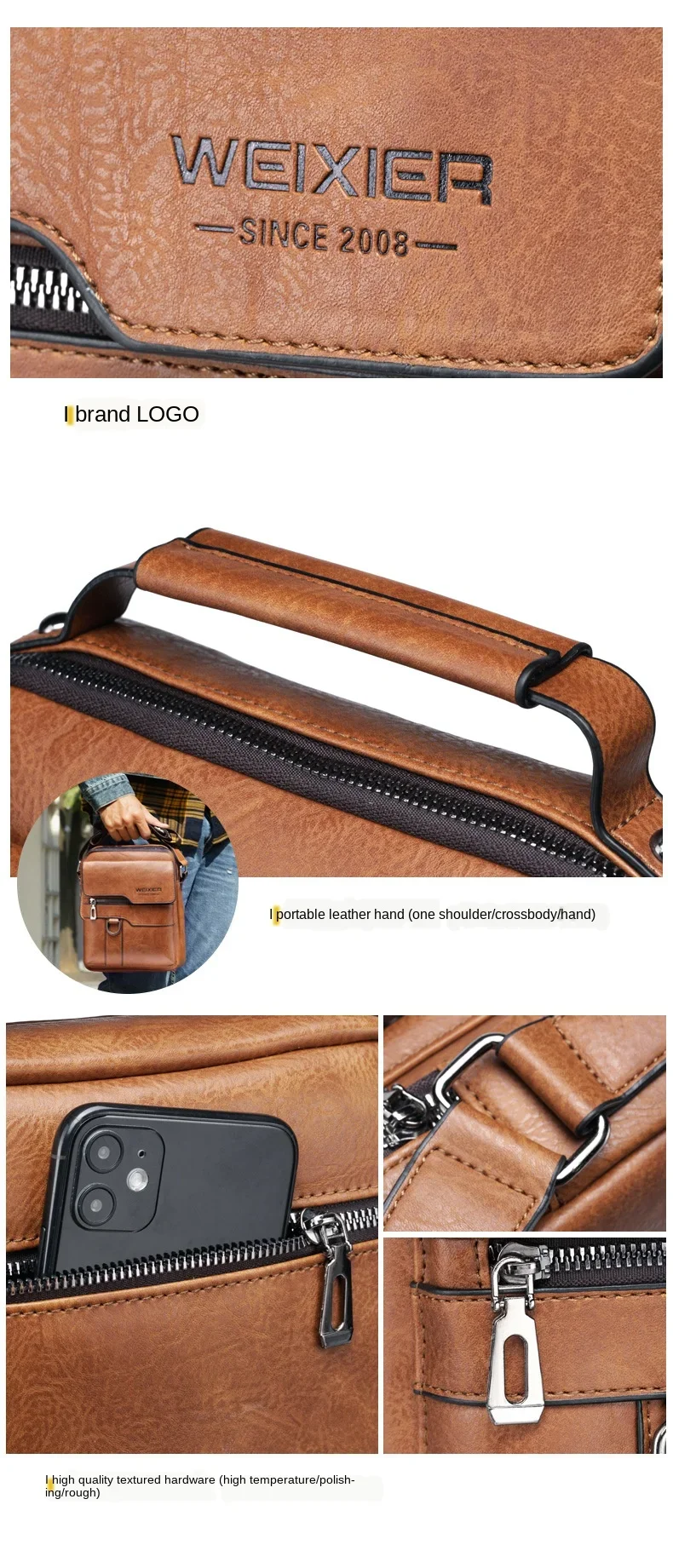 Men's Leather Crossbody Sling Bag - Stylish & Durable